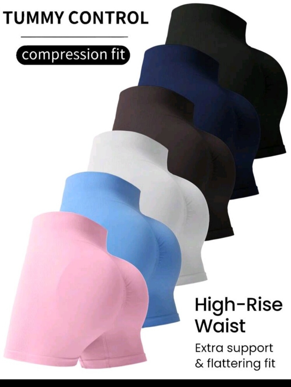 High-Rise Compression Boxer Briefs - Pink, Light Blue, White, Brown, Navy, Black